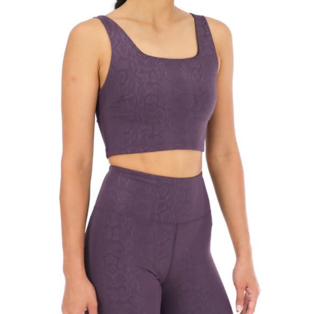 NEW, Nanette Lepore Play, Athletic Tank Top w/ Built in Bra, Deep Plum Snakeskin